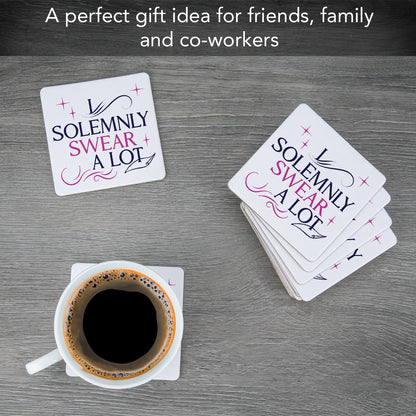 Thirstystone Solemnly Swear 12-Pack Cork Back Paper Bar Coasters Made in The USA Humourous Quotes Attractive Designs