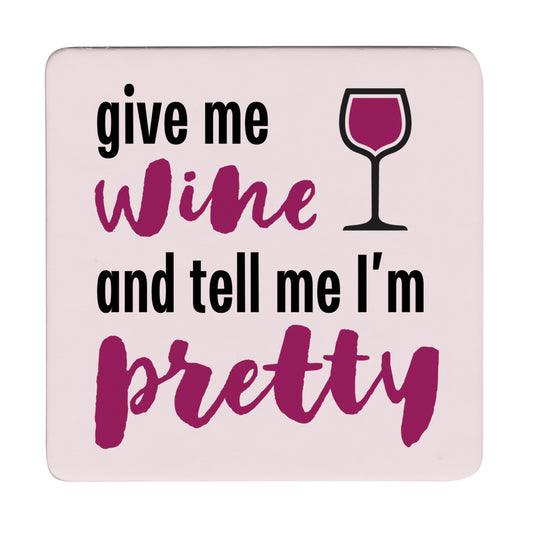 Thirstystone Give Me Wine 12-Pack Cork Back Paper Bar Coasters Made in The USA Humourous Quotes Attractive Designs