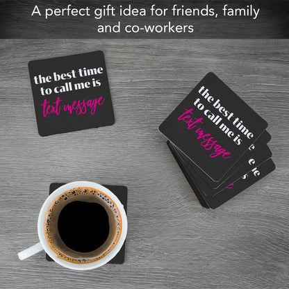 Thirstystone Text Me 12-Pack Cork Back Paper Bar Coasters Made in The USA Humourous Quotes Attractive Designs