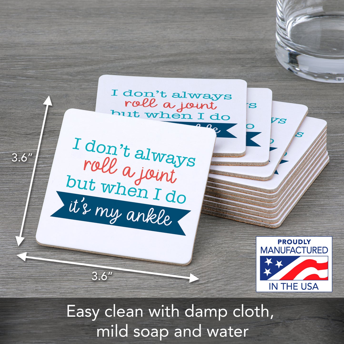 Thirstystone Roll A Joint 12-Pack Cork Back Paper Bar Coasters Made in The USA Humourous Quotes Attractive Designs