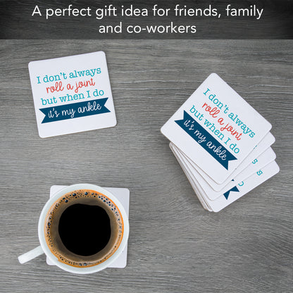 Thirstystone Roll A Joint 12-Pack Cork Back Paper Bar Coasters Made in The USA Humourous Quotes Attractive Designs