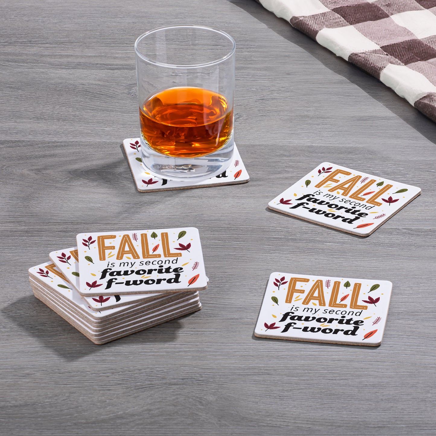 Thirstystone Favorite F Word 12-Pack Cork Back Paper Bar Coasters Made in The USA Humourous Quotes Attractive Designs