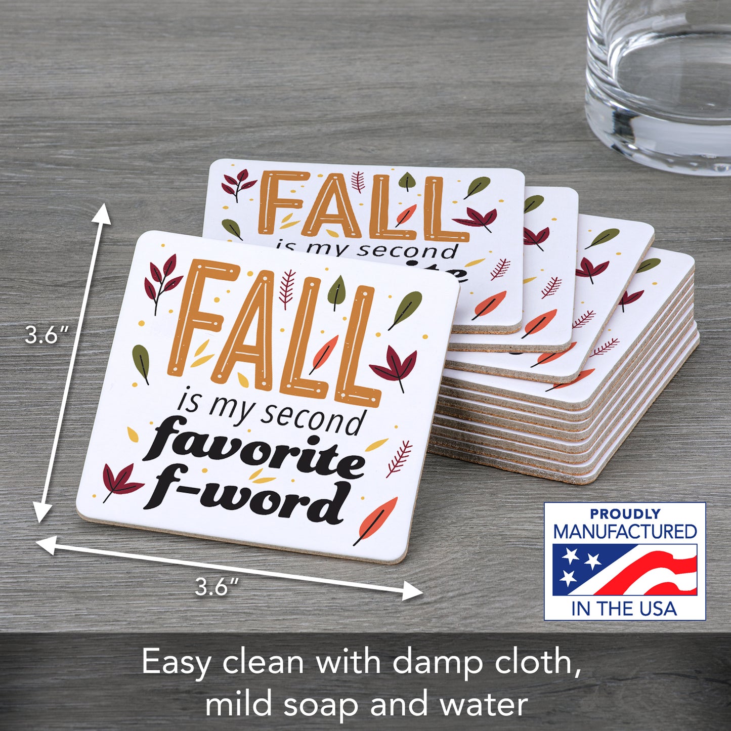 Thirstystone Favorite F Word 12-Pack Cork Back Paper Bar Coasters Made in The USA Humourous Quotes Attractive Designs