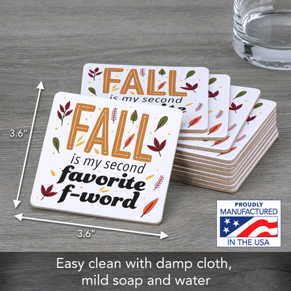 Thirstystone Favorite F Word 12-Pack Cork Back Paper Bar Coasters Made in The USA Humourous Quotes Attractive Designs