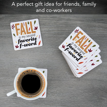 Thirstystone Favorite F Word 12-Pack Cork Back Paper Bar Coasters Made in The USA Humourous Quotes Attractive Designs