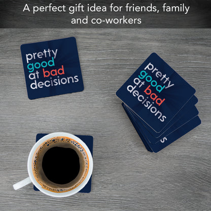 Thirstystone Bad Decisions 12-Pack Cork Back Paper Bar Coasters Made in The USA Humourous Quotes Attractive Designs
