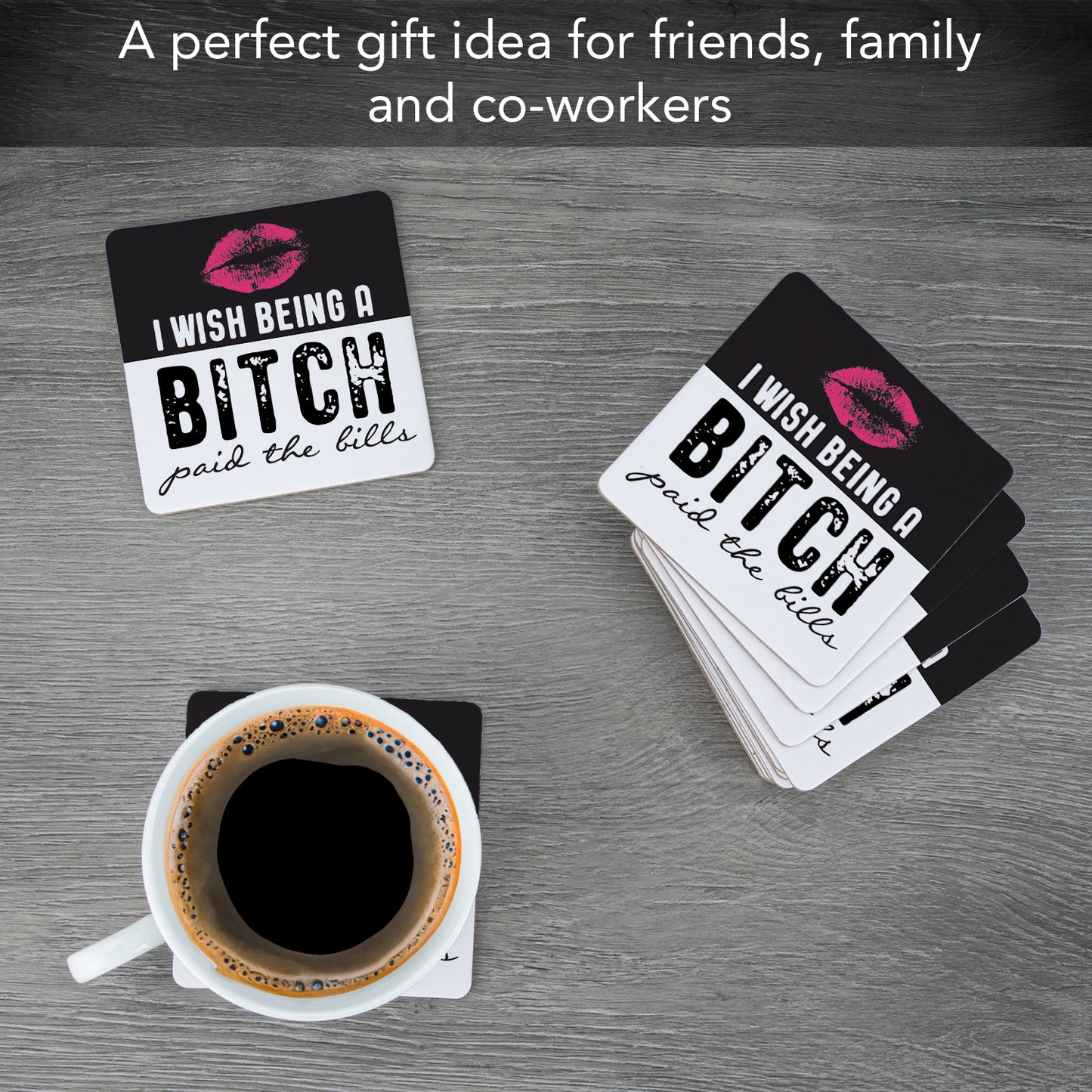 Thirstystone Paid The Bills 12-Pack Cork Back Paper Bar Coasters Made in The USA Humourous Quotes Attractive Designs