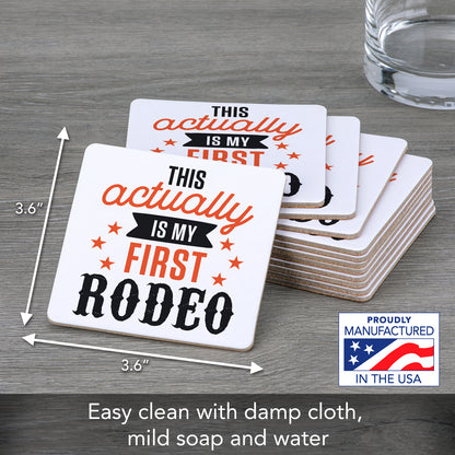 Thirstystone My First Rodeo 12-Pack Cork Back Paper Bar Coasters Made in The USA Humourous Quotes Attractive Designs