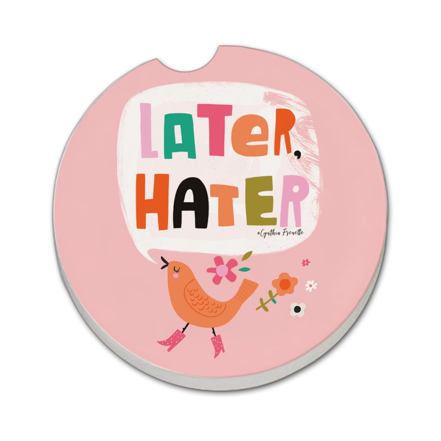Thirstystone Later Hater Single Absorbent Stone Coaster for Vehicle Cup Holder 2.6” Diameter Manufactured in The USA