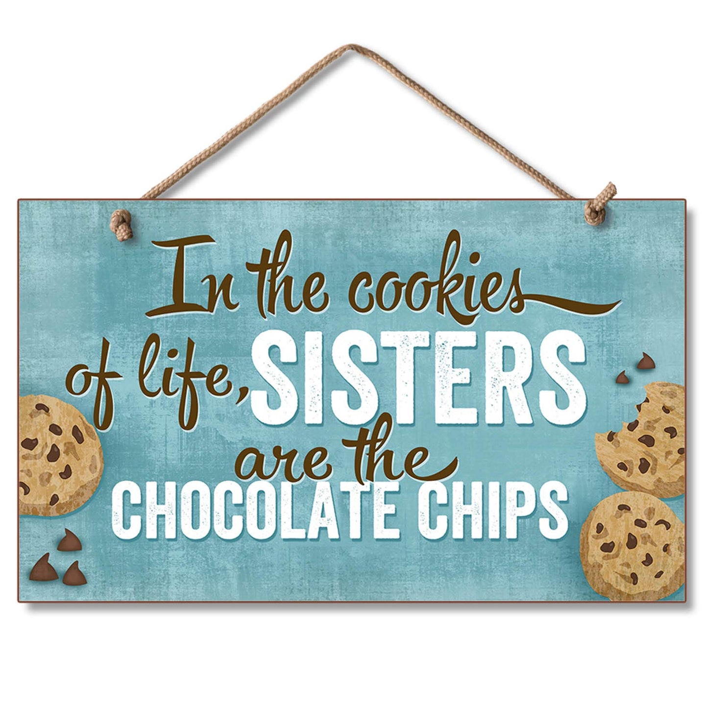 CounterArt In The Cookies Of Life Decorative Hanging Wood Wall Sign 9.5” x 5.75” Made in the USA Features Braided Rope Hanger