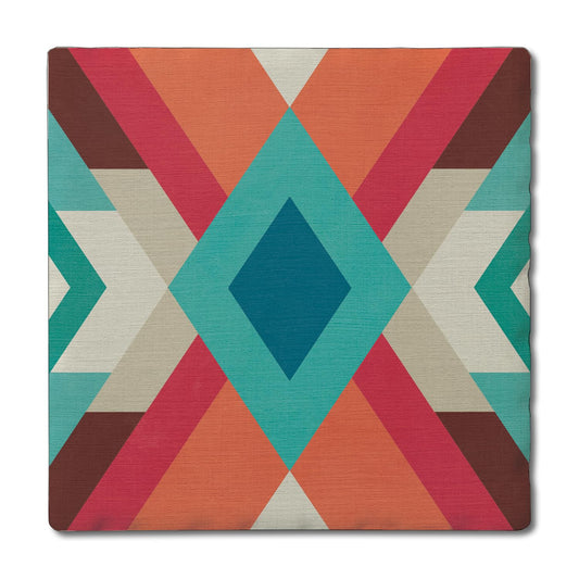 Thirstystone Southwest Dreams Single Absorbent Stone Coaster with Protective Cork Backing Manufactured in The USA 4" Square, Colorful, Artistic, Easily Wipes Clean