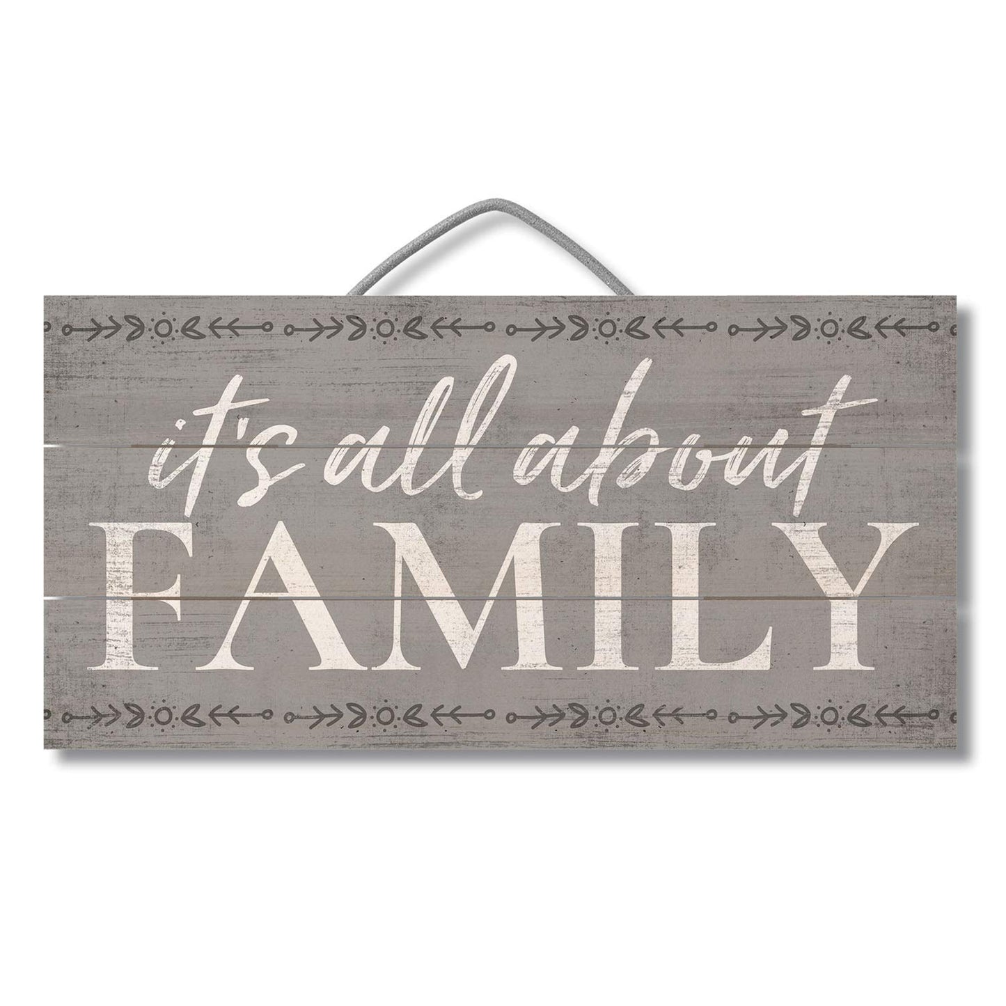 Highland Home All About Family Decorative Slatted Pallet Wood Sign 12" x 6" Made in The USA