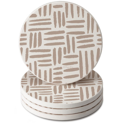 Thirstystone Mocha Madness 4 Pack Round Absorbent Stone Coasters 4" Diameter Manufactured in the USA