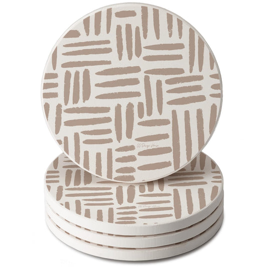 Thirstystone Mocha Madness 4 Pack Round Absorbent Stone Coasters 4" Diameter Manufactured in the USA