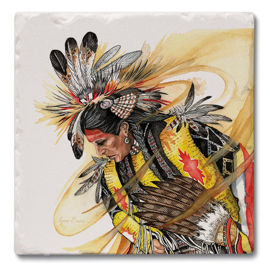 Thirstystone Chief 4 Pack Tumbled Tile Stone Coasters 4" Square Manufactured in the USA