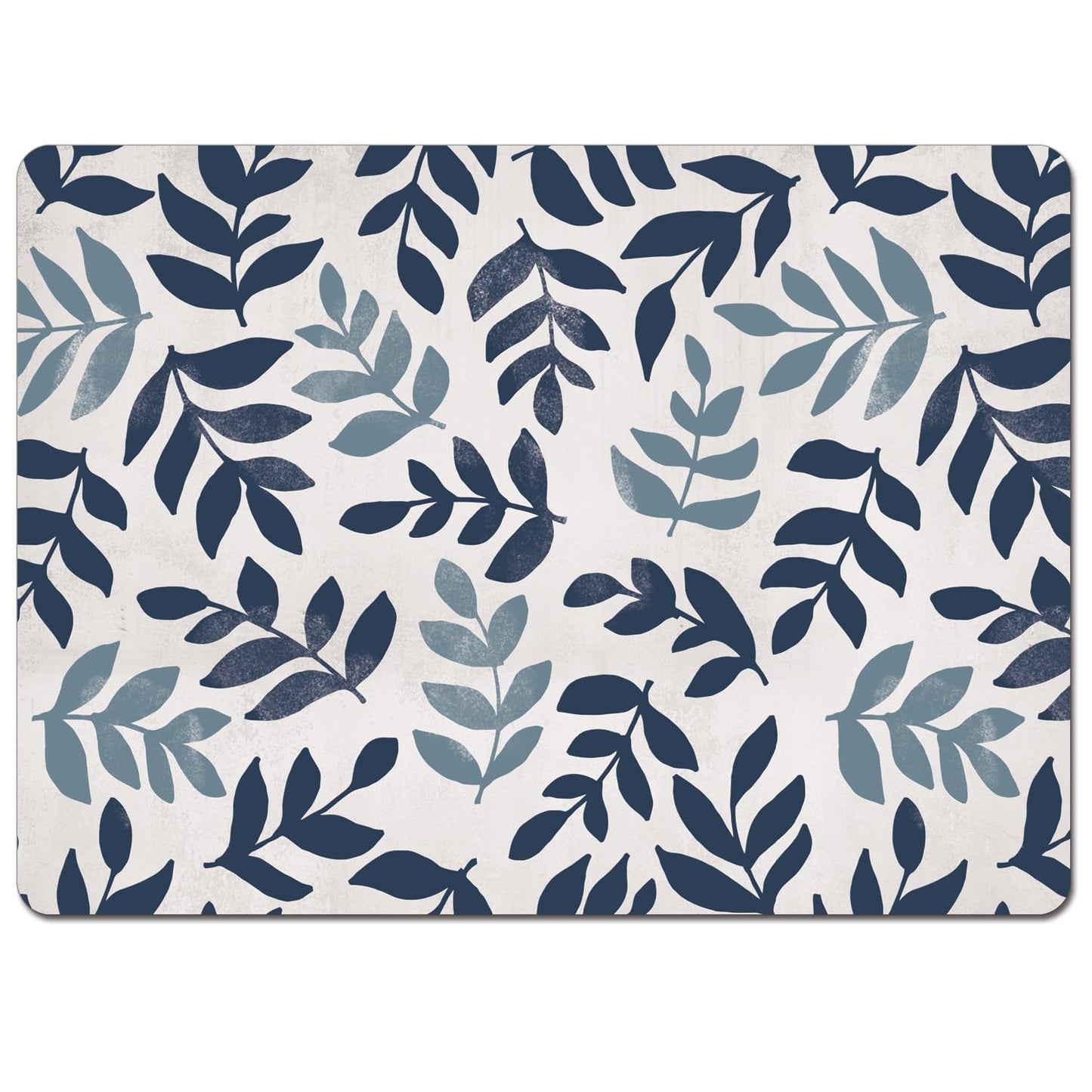 CounterArt Blue Leaf Floral Premium Decorative Hardboard Tabletop Placemats 4-Pack Manufactured in The USA Heat Tolerant and Easily Wipes Clean