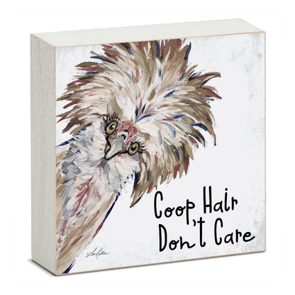 CounterArt Coop Hair Artistic Freestanding Solid Wood Block Sign Made in the USA 3.75” Square Decorative Accent for Home or Office