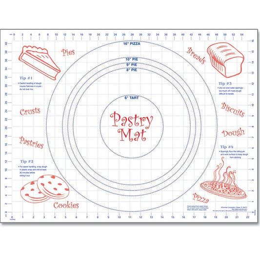 Cut N' Funnel Large Premium Pastry Mat 24" by 18" Made in the USA Non-slip Food Grade Flexible Plastic for Rolling, Kneading, Shaping and Cutting Dough