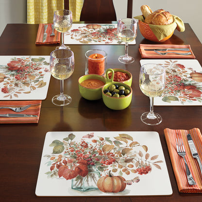 Cala Home Autumn in Nature Premium Decorative Hardboard Tabletop Placemats 4-Pack Manufactured in The USA Heat Tolerant and Easily Wipes Clean
