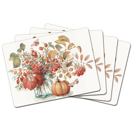 Cala Home Autumn in Nature Premium Decorative Hardboard Placemats 4 Pack Manufactured in the USA