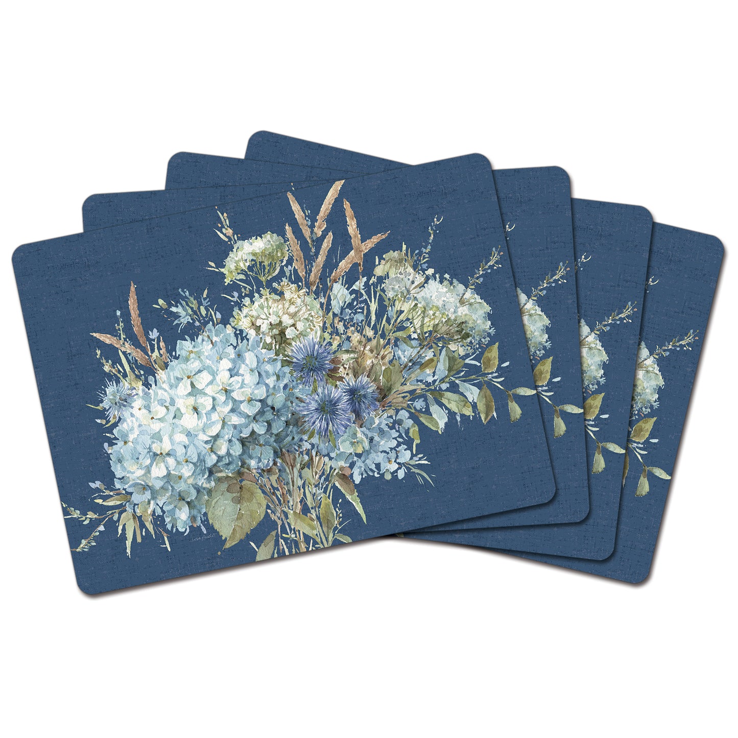 Cala Home Bohemian Blue Premium Decorative Hardboard Placemats 4 Pack Manufactured in the USA