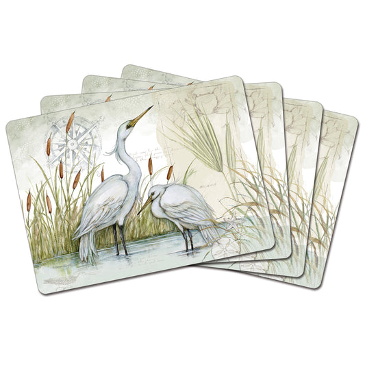 Cala Home Carribbean Seas Premium Decorative Hardboard Placemats 4 Pack Manufactured in the USA