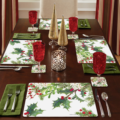 Cala Home Balsam & Berries Premium Decorative Hardboard Tabletop Placemats 4-Pack Manufactured in The USA Heat Tolerant and Easily Wipes Clean