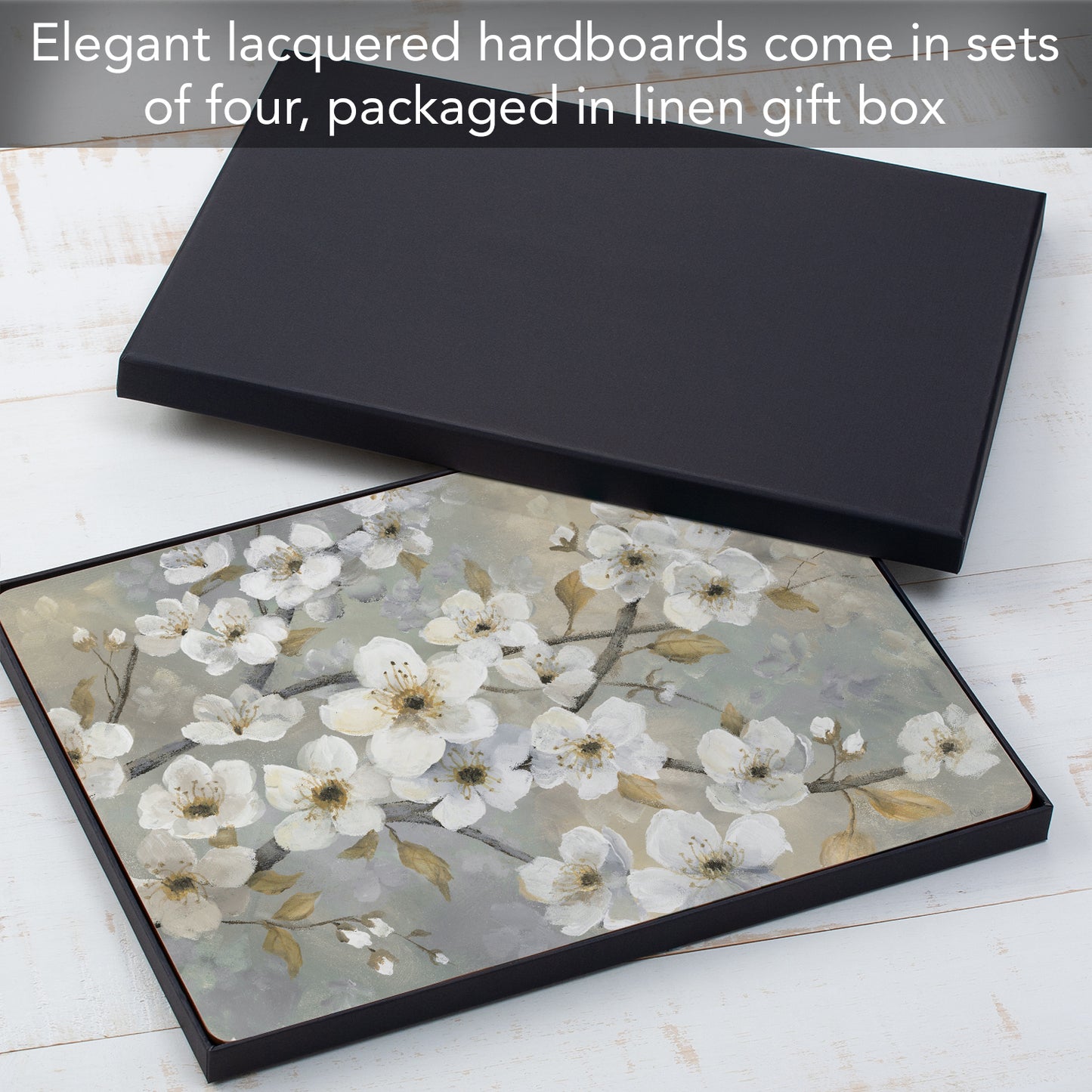 Cala Home Blossoms Premium Decorative Hardboard Tabletop Placemats 4-Pack Manufactured in The USA Heat Tolerant and Easily Wipes Clean