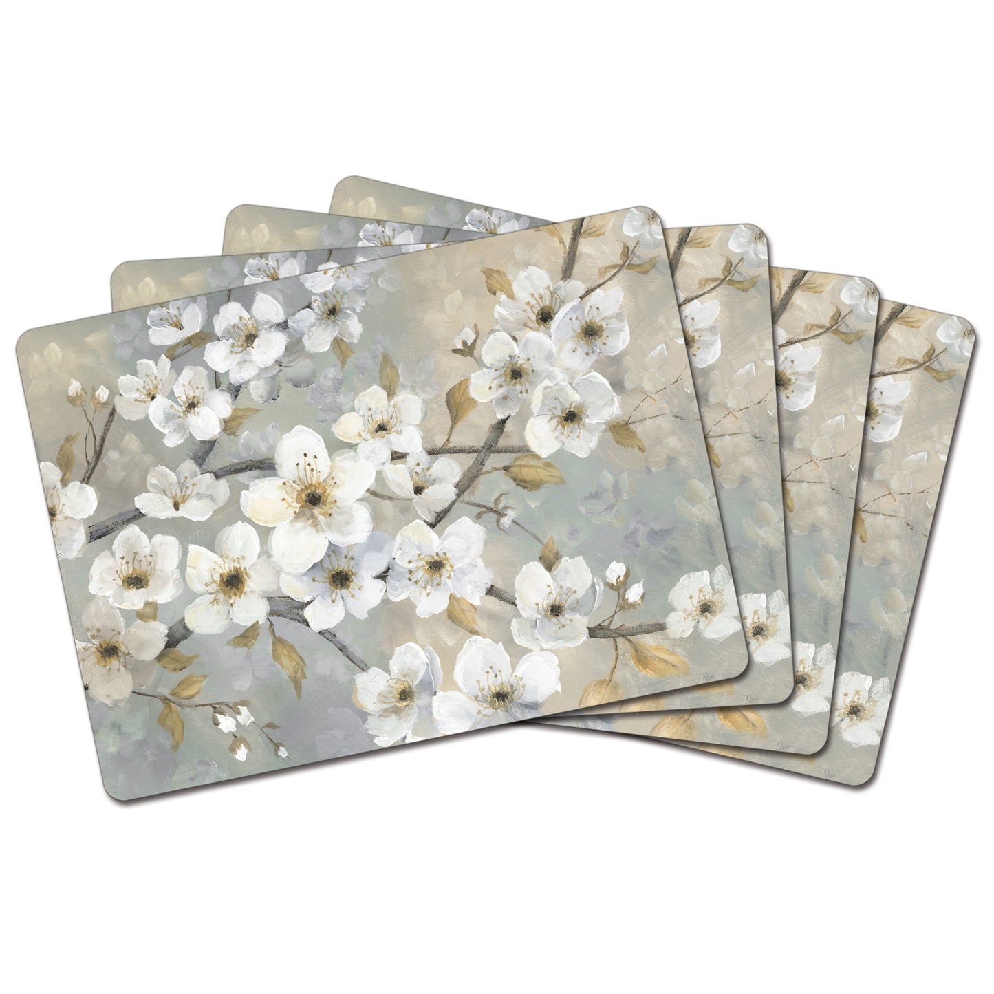 Cala Home Blossoms Premium Decorative Hardboard Placemats 4 Pack Manufactured in the USA