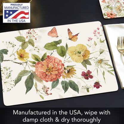 Cala Home Blessed by Nature Premium Decorative Hardboard Cork Back Tabletop Placemats 4 Pack Manufactured in The USA Heat Tolerant and Easily Wipes Clean