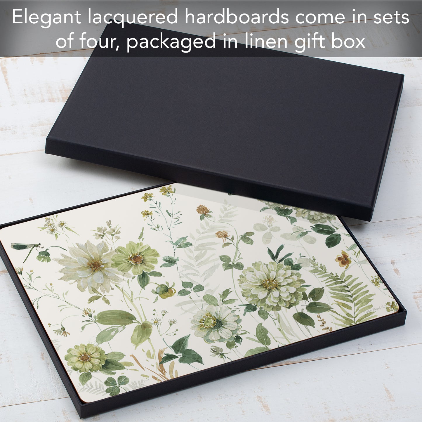 Cala Home Green Fields Premium Decorative Hardboard Cork Back Tabletop Placemats 4 Pack Manufactured in The USA Heat Tolerant and Easily Wipes Clean