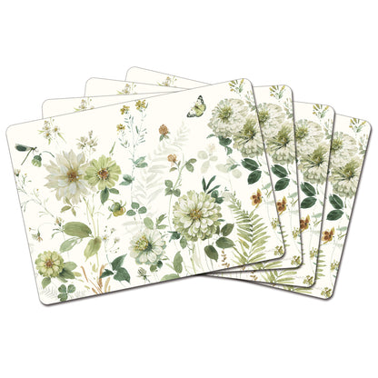 Cala Home Green Fields Premium Decorative Hardboard Cork Back Placemats 4 Pack Manufactured in the USA