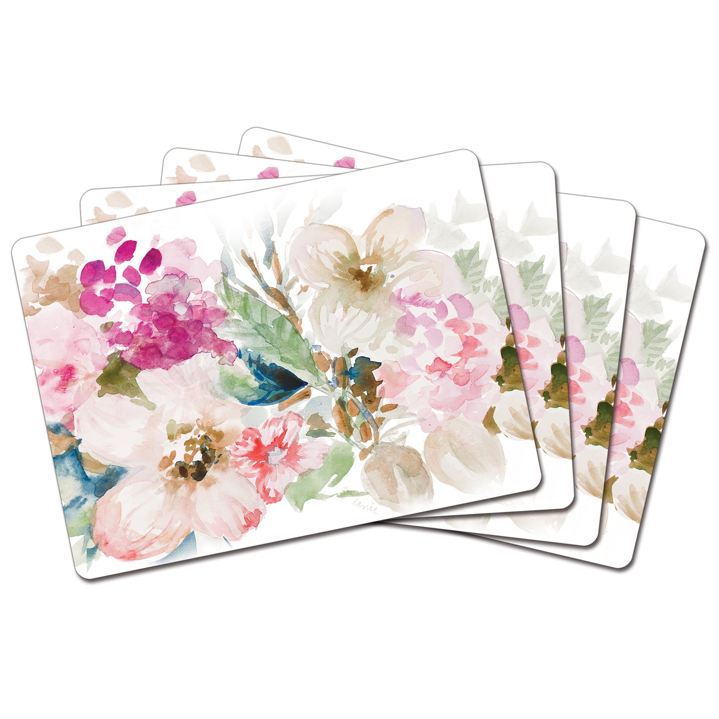 Cala Home Fragrant Spring Premium Decorative Hardboard Cork Back Placemats 4 Pack Manufactured in the USA