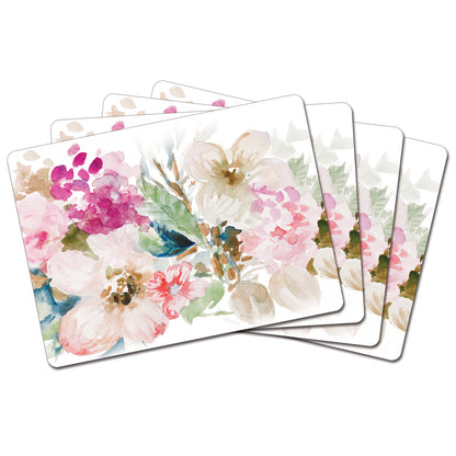 Cala Home Fragrant Spring Premium Decorative Hardboard Cork Back Placemats 4 Pack Manufactured in the USA