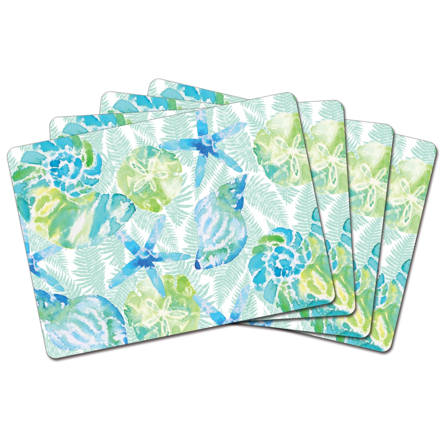 Cala Home Isla Mona Coastal Premium Decorative Hardboard Cork Back Placemats 4 Pack Manufactured in the USA