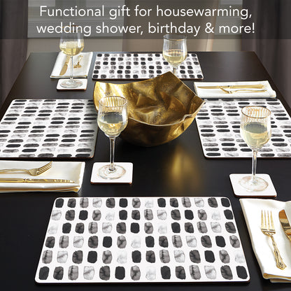 CounterArt Paint Stripes Premium Decorative Hardboard Tabletop Placemats 4-Pack Manufactured in The USA Heat Tolerant and Easily Wipes Clean