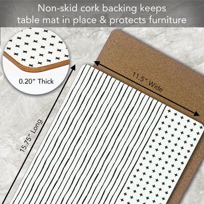 CounterArt Lines & Dots Premium Decorative Hardboard Tabletop Placemats 4-Pack Manufactured in The USA Heat Tolerant and Easily Wipes Clean