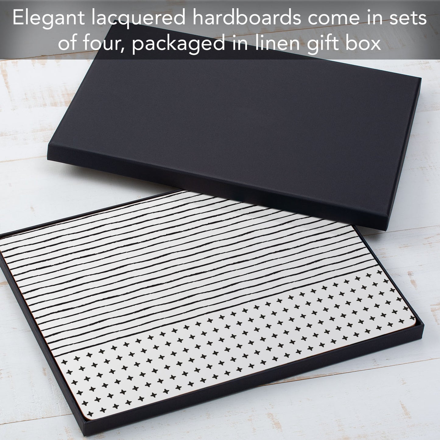 CounterArt Lines & Dots Premium Decorative Hardboard Tabletop Placemats 4-Pack Manufactured in The USA Heat Tolerant and Easily Wipes Clean