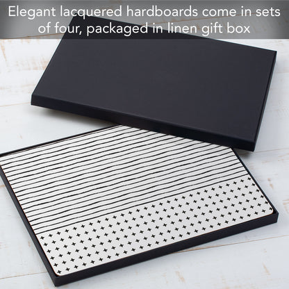 CounterArt Lines & Dots Premium Decorative Hardboard Tabletop Placemats 4-Pack Manufactured in The USA Heat Tolerant and Easily Wipes Clean