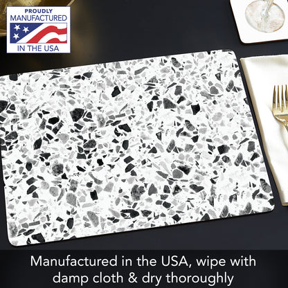 CounterArt Terrazzo Premium Decorative Hardboard Tabletop Placemats 4-Pack Manufactured in The USA Heat Tolerant and Easily Wipes Clean