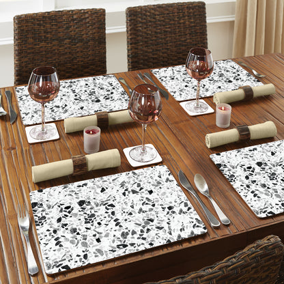 CounterArt Terrazzo Premium Decorative Hardboard Tabletop Placemats 4-Pack Manufactured in The USA Heat Tolerant and Easily Wipes Clean