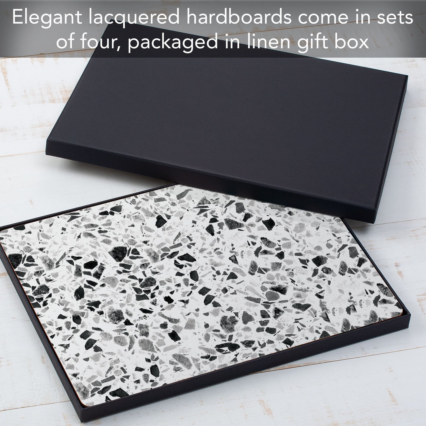 CounterArt Terrazzo Premium Decorative Hardboard Tabletop Placemats 4-Pack Manufactured in The USA Heat Tolerant and Easily Wipes Clean