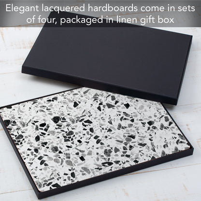 CounterArt Terrazzo Premium Decorative Hardboard Tabletop Placemats 4-Pack Manufactured in The USA Heat Tolerant and Easily Wipes Clean