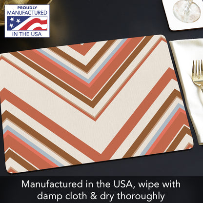 CounterArt Boho Mohave Decorative Hardboard Placemats with Protective Cork Backing 4 Pack Layered Construction Heat Tolerant and Easily Wipes Clean
