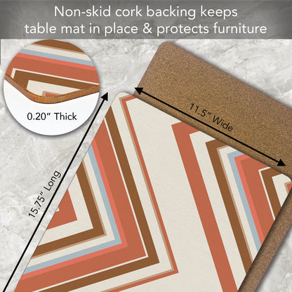 CounterArt Boho Mohave Decorative Hardboard Placemats with Protective Cork Backing 4 Pack Layered Construction Heat Tolerant and Easily Wipes Clean