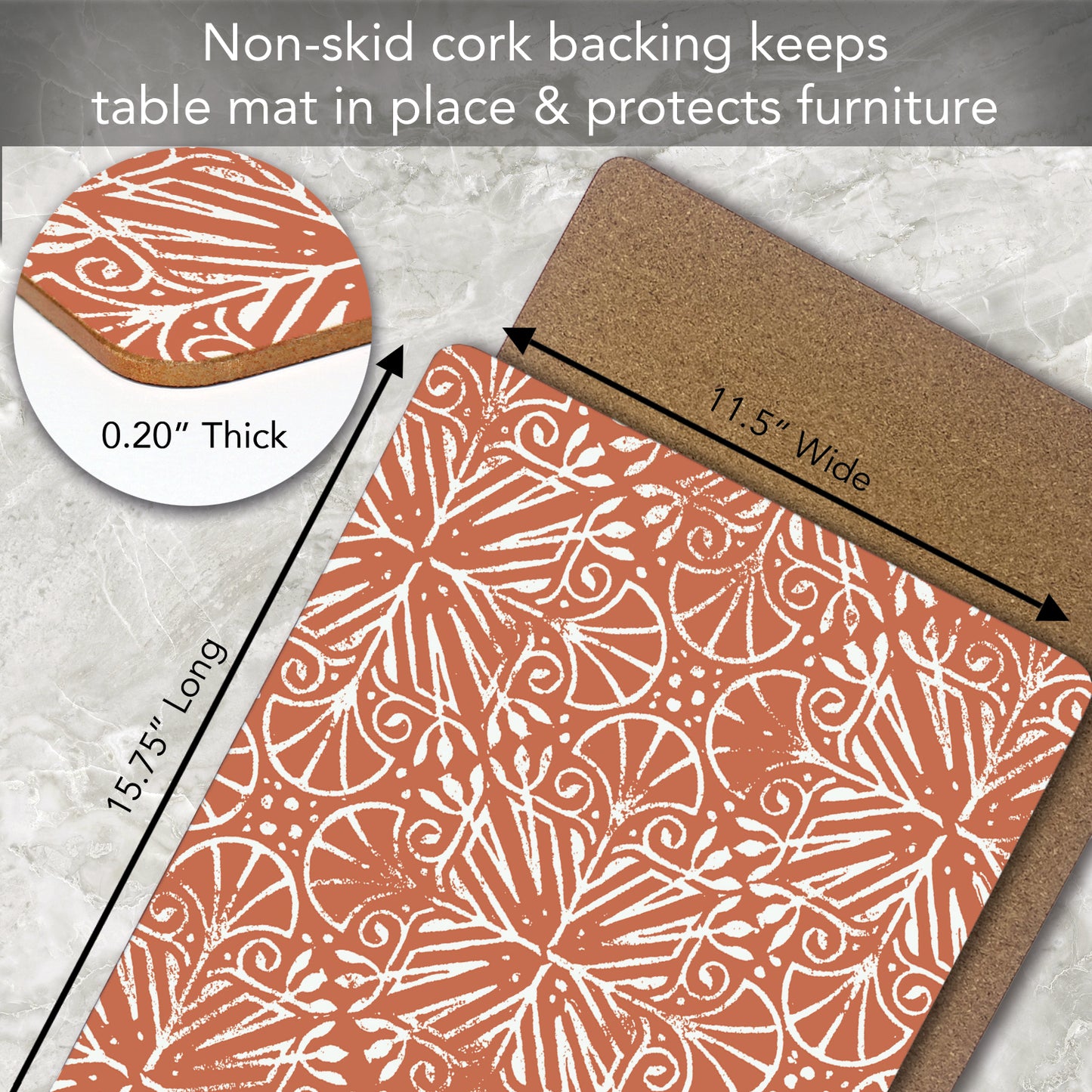 CounterArt Floral Southwest Design Premium Decorative Hardboard Tabletop Placemats 4-Pack Manufactured in The USA Heat Tolerant and Easily Wipes Clean