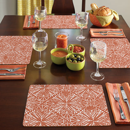 CounterArt Floral Southwest Design Premium Decorative Hardboard Tabletop Placemats 4-Pack Manufactured in The USA Heat Tolerant and Easily Wipes Clean