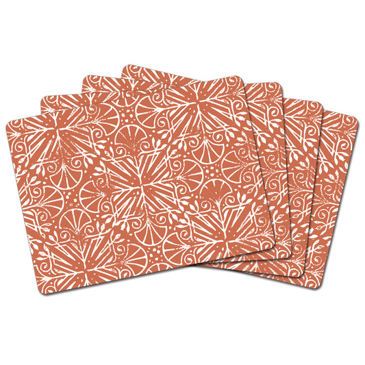 Floral Southwest Design Premium Decorative Hardboard Tabletop Placemats 4 Pack Manufactured in the USA