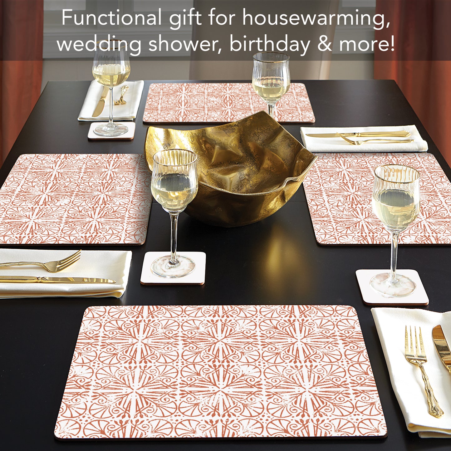 CounterArt Mohave Light Premium Decorative Hardboard Tabletop Placemats 4-Pack Manufactured in The USA Heat Tolerant and Easily Wipes Clean