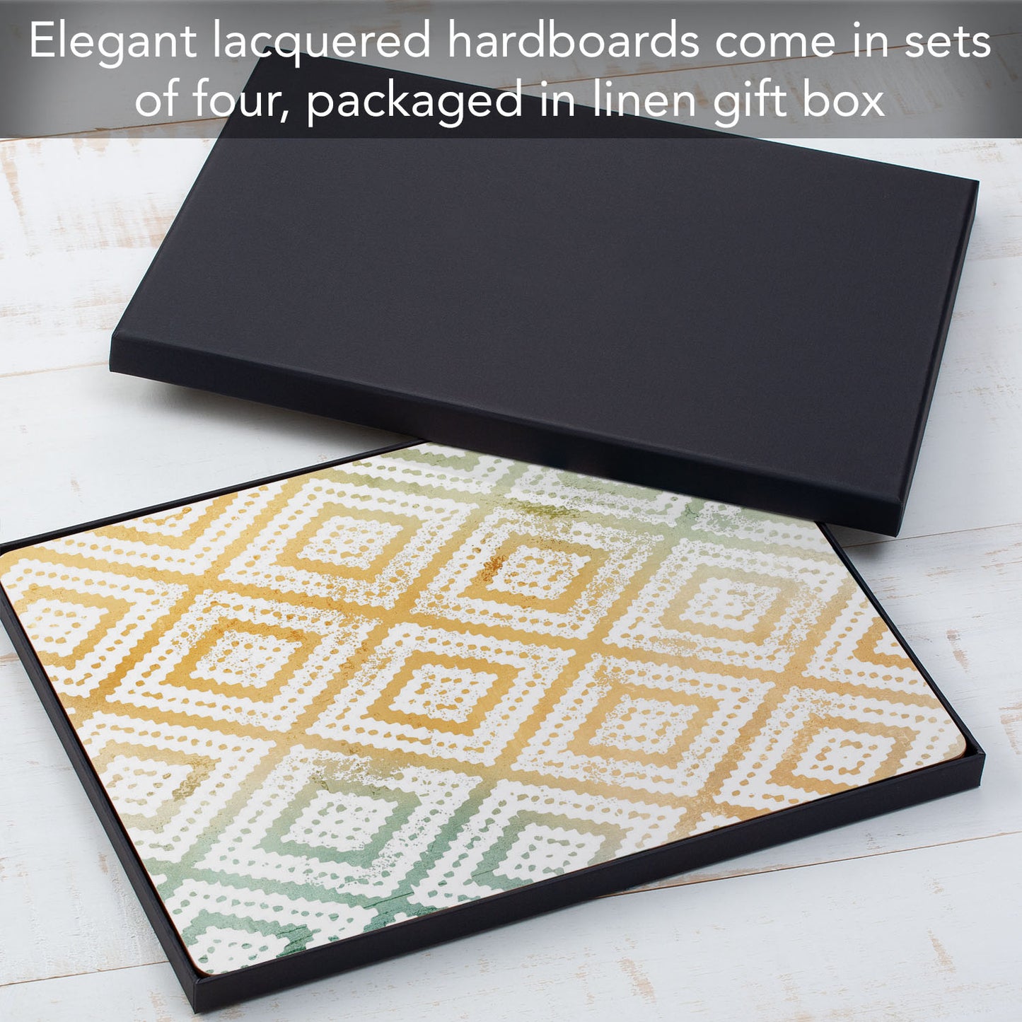 CounterArt Geometric Mohave Premium Decorative Hardboard Tabletop Placemats 4-Pack Manufactured in The USA Heat Tolerant and Easily Wipes Clean